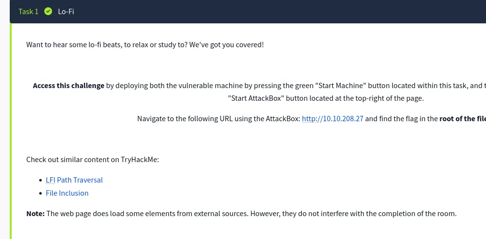 Descripci贸n del reto en TryHackMe